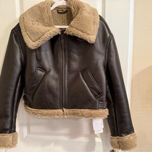 Commense Womens Brown Zipper Jacket